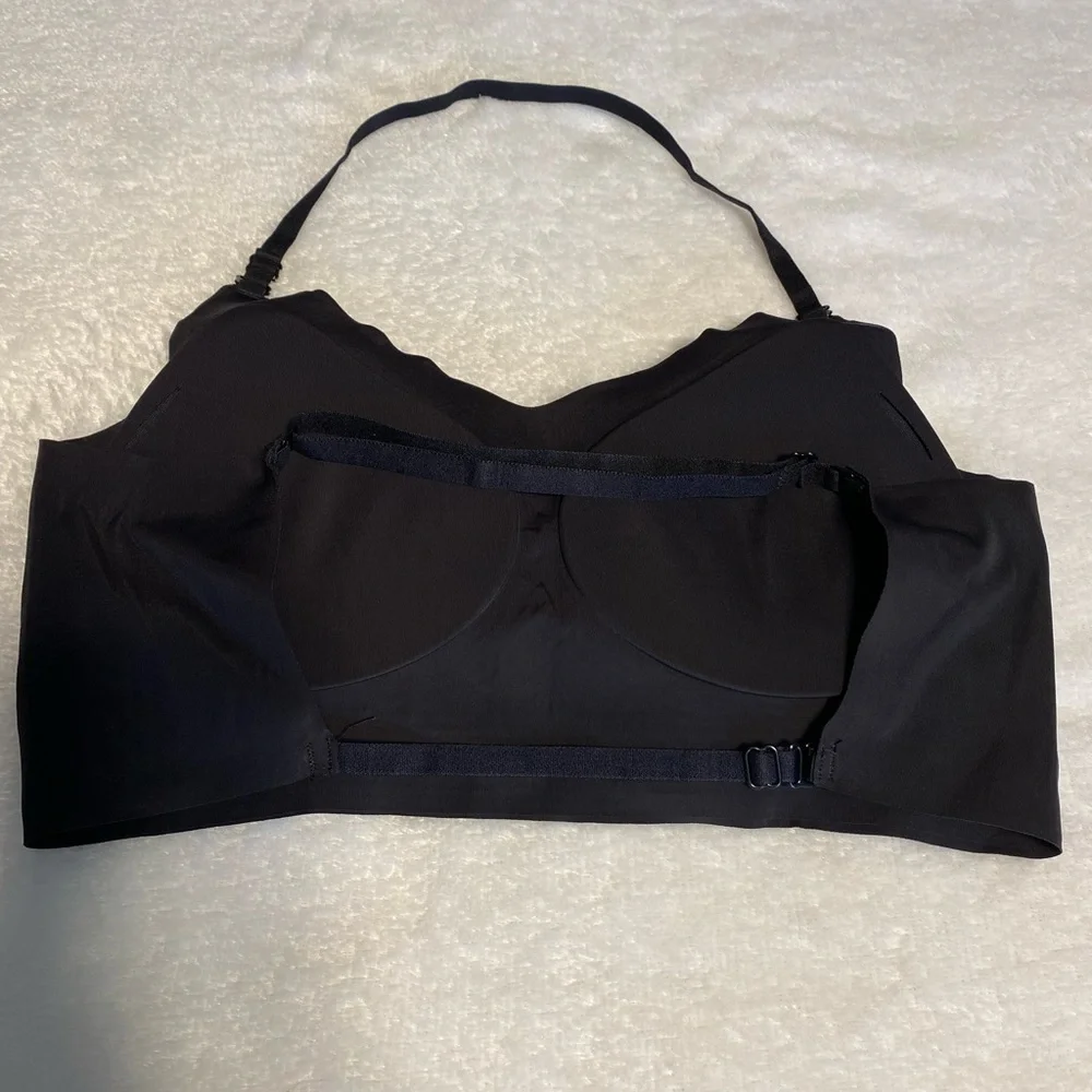 Bralette Large Minimalist Seamless Solid Black Wireless Breathable Stretch Bra
